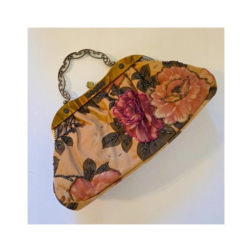 Vintage Beaded Floral Clasp Purse – Art Deco Inspired Evening Bag